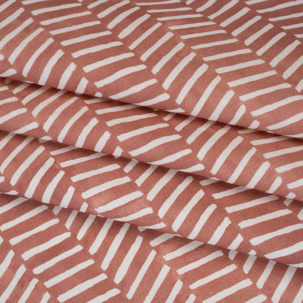 Brushed Cotton and Linen Canvas Print - Berry Painted Herringbone - British Imported