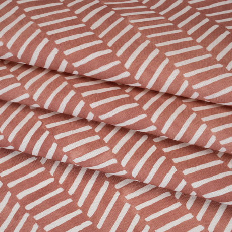 Brushed Cotton and Linen Canvas Print - Berry Painted Herringbone - British Imported