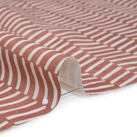 Brushed Cotton and Linen Canvas Print - Berry Painted Herringbone - British Imported
