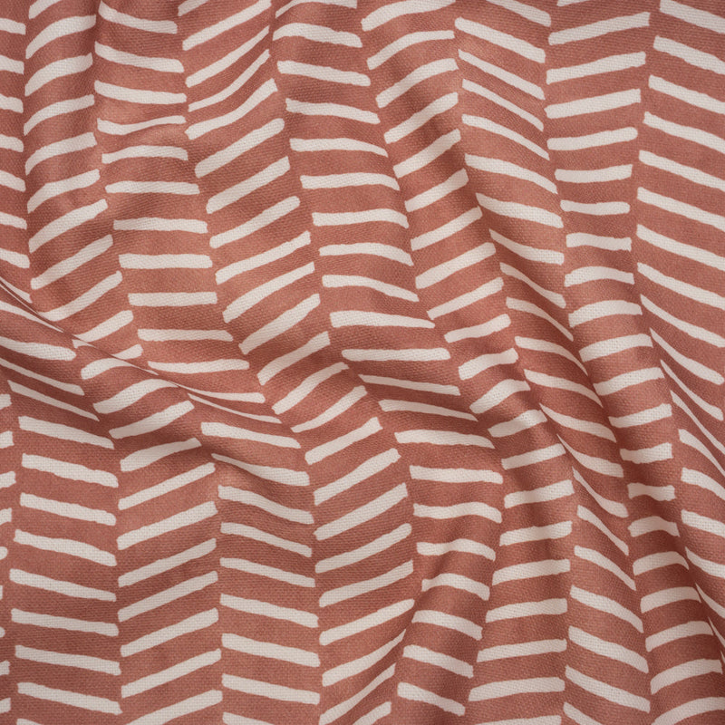 Brushed Cotton and Linen Canvas Print - Berry Painted Herringbone - British Imported
