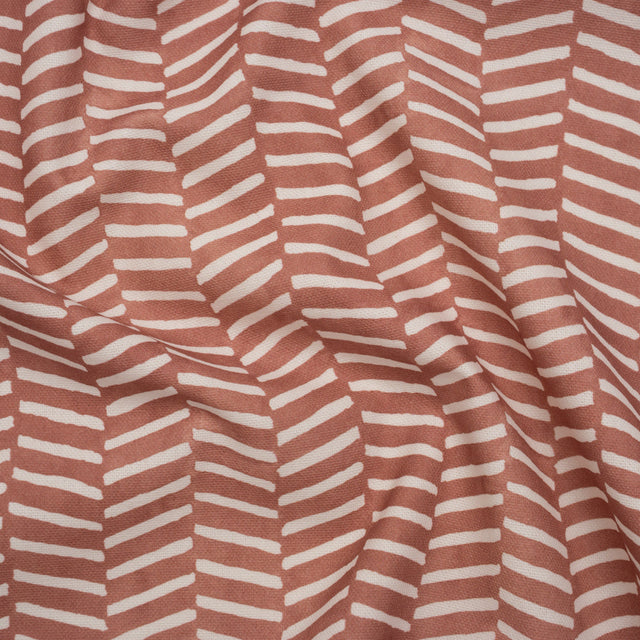 Brushed Cotton and Linen Canvas Print - Berry Painted Herringbone - British Imported