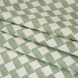 Brushed Cotton and Linen Canvas Print - Aloe Painterly Striped Check - British Imported