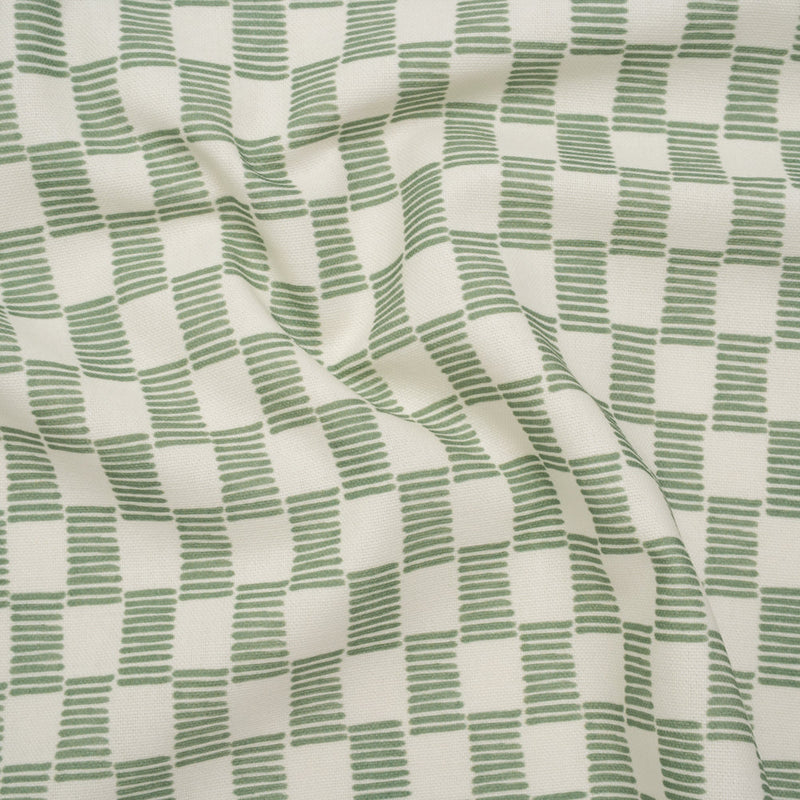 Brushed Cotton and Linen Canvas Print - Aloe Painterly Striped Check - British Imported