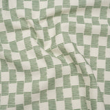 Brushed Cotton and Linen Canvas Print - Aloe Painterly Striped Check - British Imported