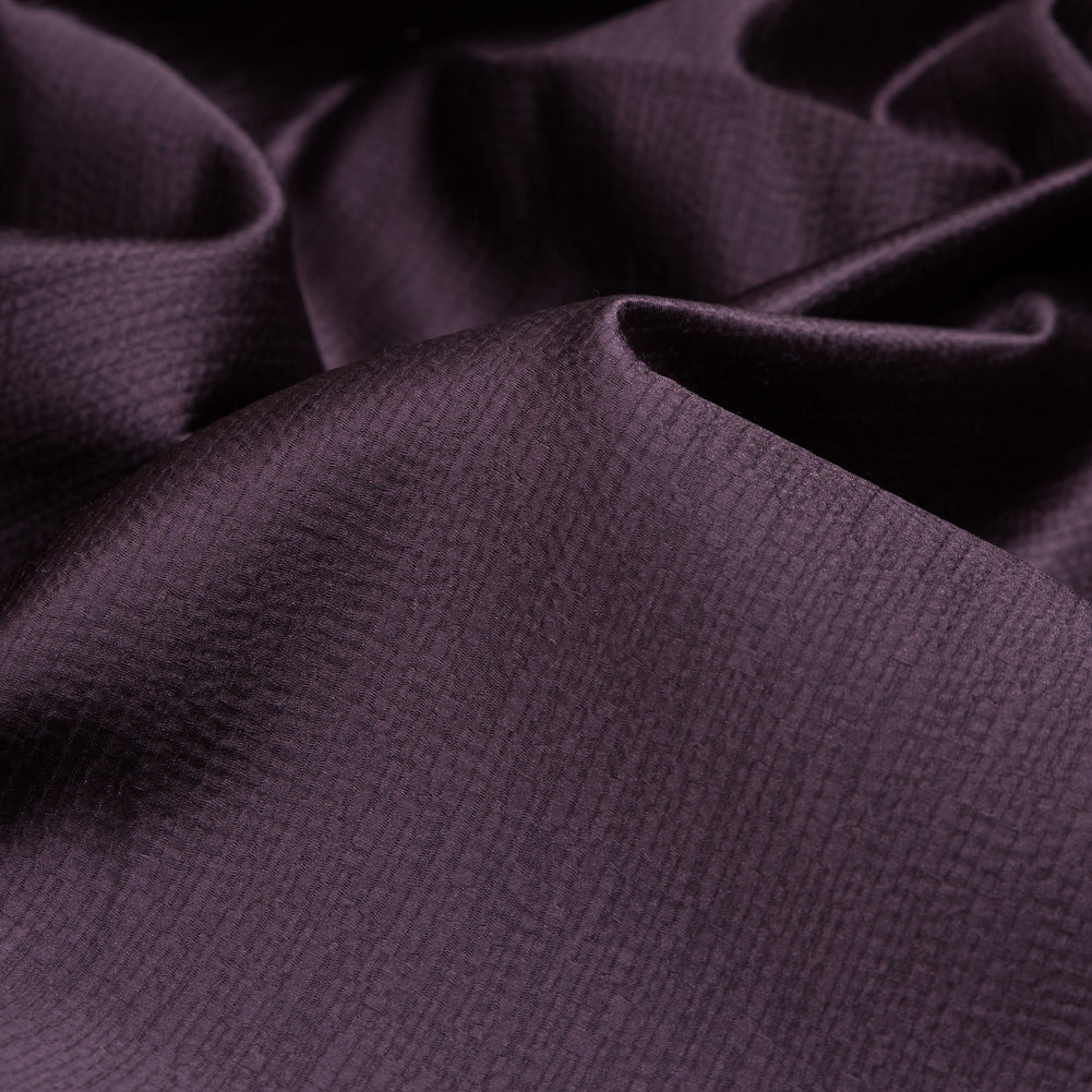 Luminous Textural Polyester Woven - Aubergine - British Imported