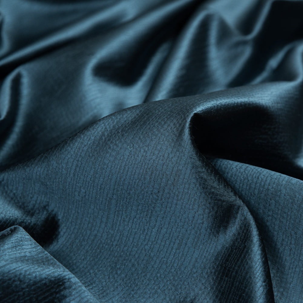 Luminous Textural Polyester Woven - Teal - British Imported