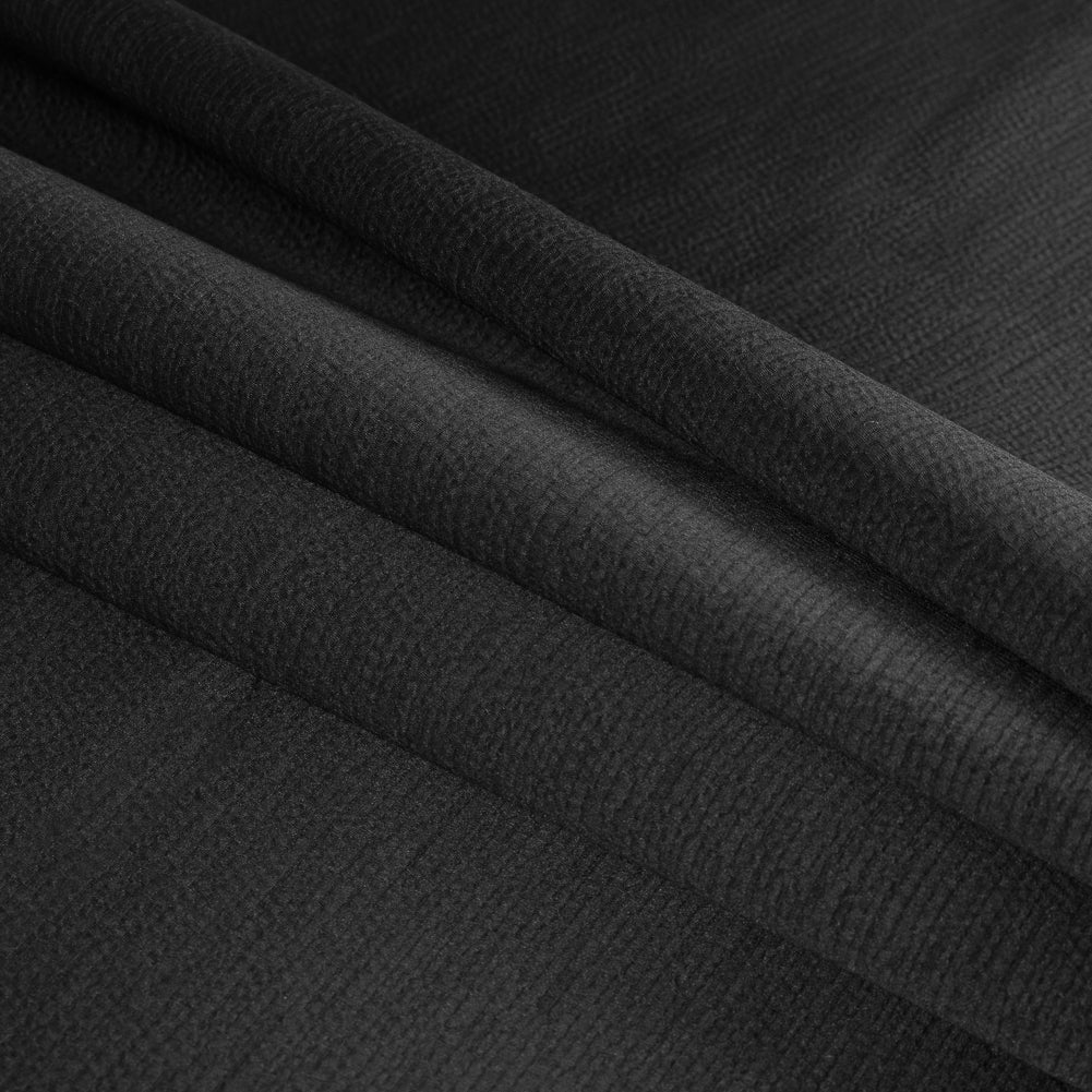 Luminous Textural Polyester Woven - Black - British Imported