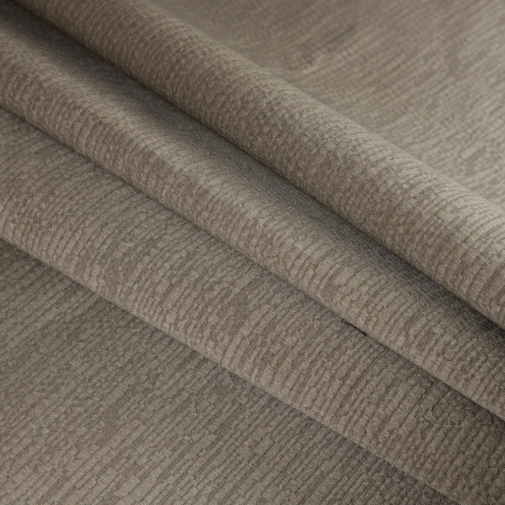 Luminous Textural Polyester Woven - Otter - British Imported