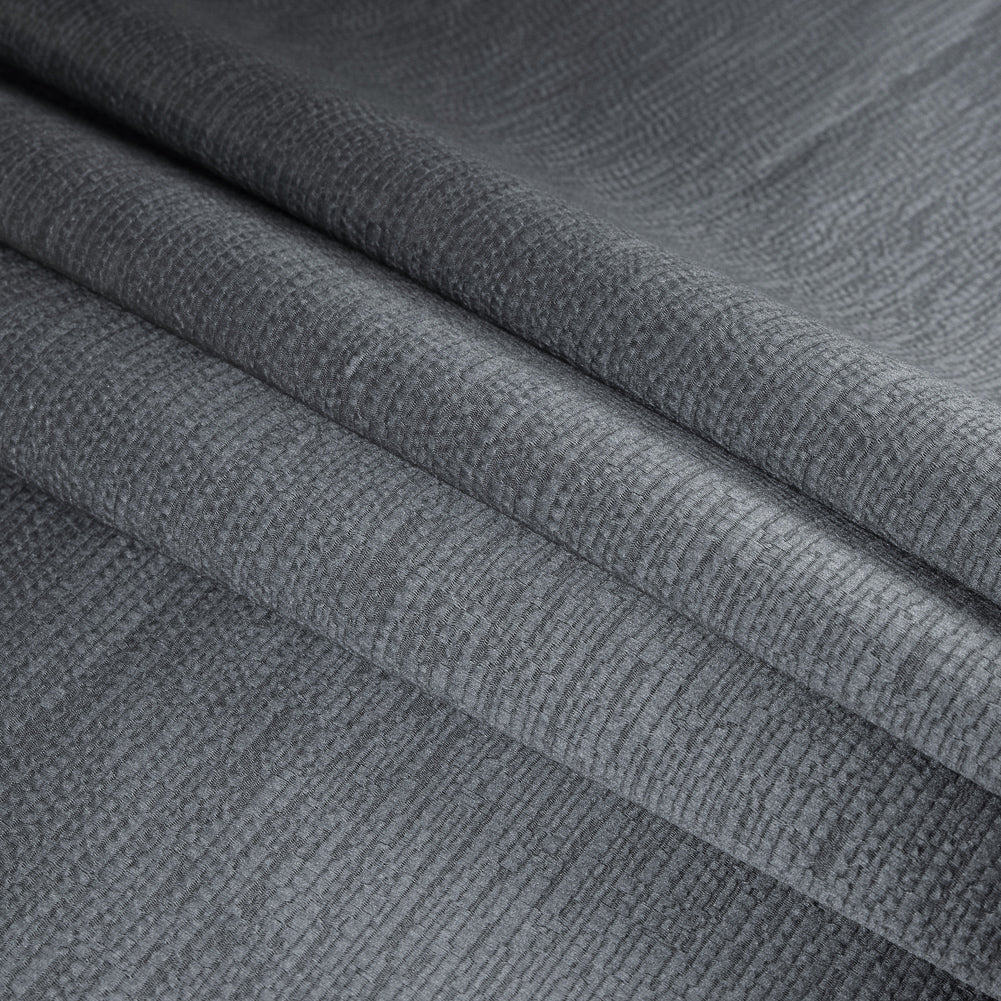 Luminous Textural Polyester Woven - Steel - British Imported