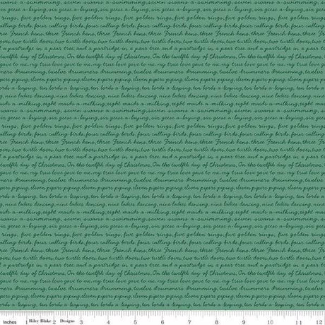 Quilting Cotton A Pear-fect Christmas Calling Words Mint Riley Blake