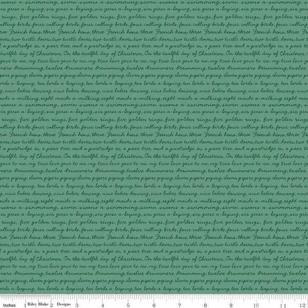 Quilting Cotton A Pear-fect Christmas Calling Words Mint Riley Blake