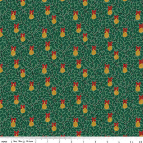 Quilting Cotton A Pear-fect Christmas Pear Tree Green Riley Blake