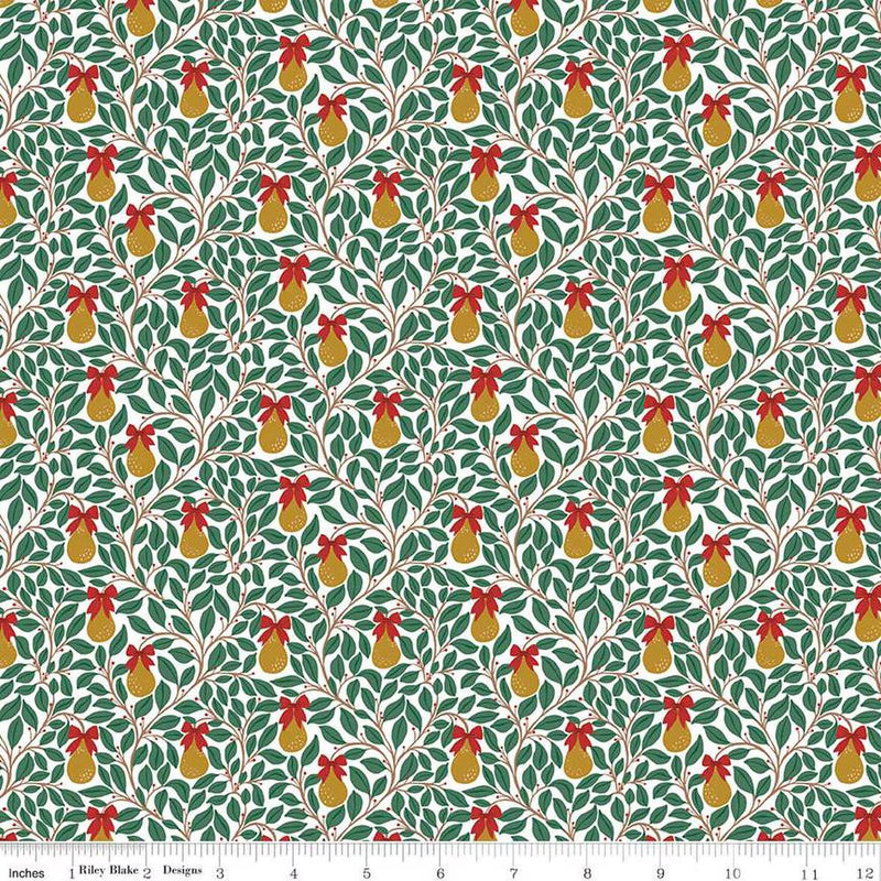Quilting Cotton A Pear-fect Christmas Pear Tree White Riley Blake