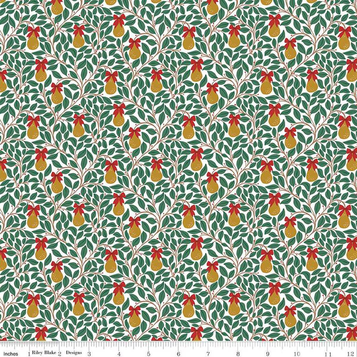 Quilting Cotton A Pear-fect Christmas Pear Tree White Riley Blake