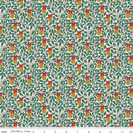 Quilting Cotton A Pear-fect Christmas Pear Tree White Riley Blake