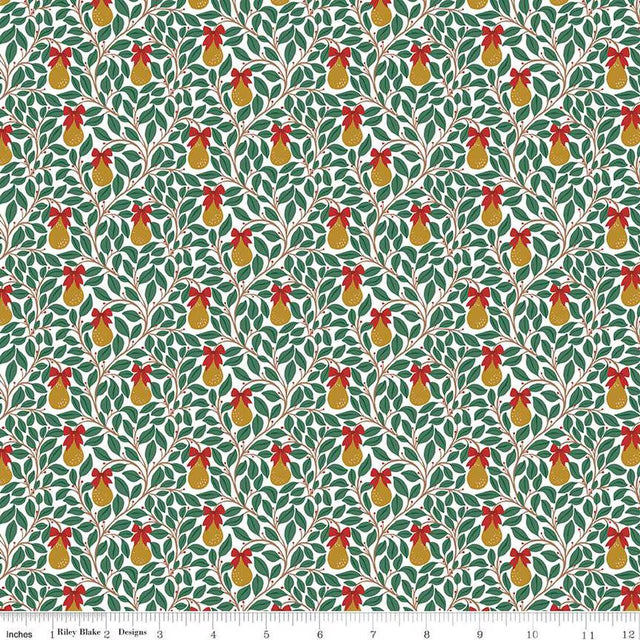 Quilting Cotton A Pear-fect Christmas Pear Tree White Riley Blake