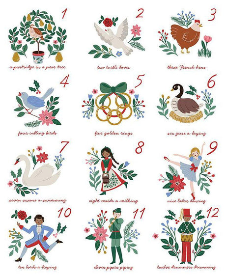 Fabric Panel A Pear-fect Christmas Twelve Days of Christmas