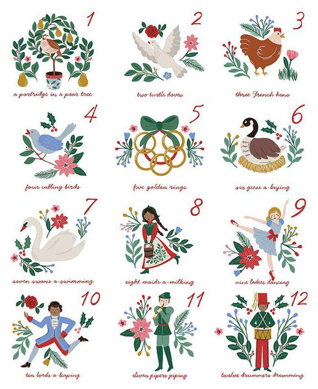 Fabric Panel A Pear-fect Christmas Twelve Days of Christmas