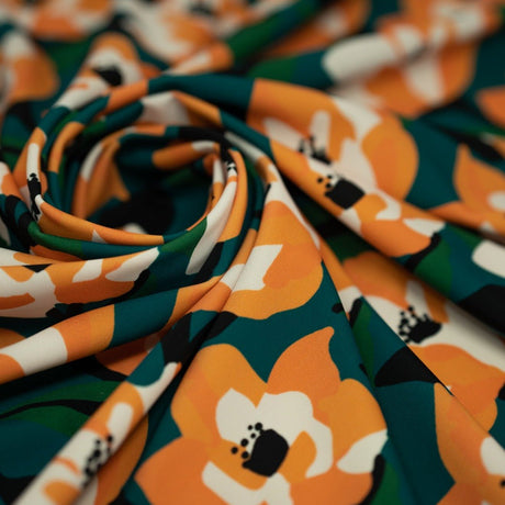 Printed Spandex Fabric Abstract Painted Lilies