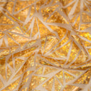 Abstract Triangle Polyester Mesh Fabric - Shattered Glass Foil Print, 58/59" Width (1 Yard)