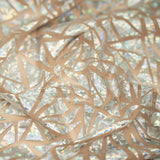 Abstract Triangle Polyester Mesh Fabric - Shattered Glass Foil Print, 58/59" Width (1 Yard)
