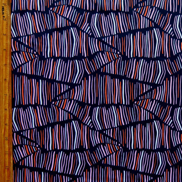Swim Knit Nylon Spandex Abstract Lines 4-Way Stretch