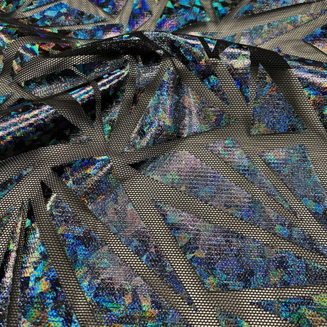 Abstract Triangle Polyester Mesh Fabric - Shattered Glass Foil, 58"/59" Width (1 Yard)