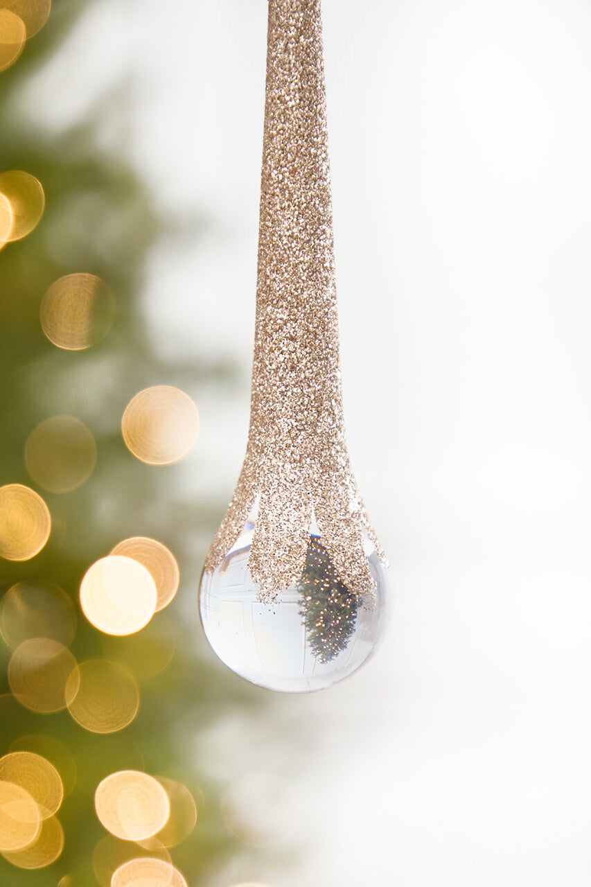 10" Champagne Glitter Icicle Ornament