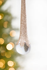 10" Champagne Glitter Icicle Ornament