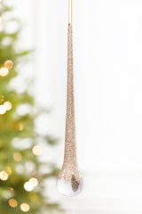 10" Champagne Glitter Icicle Ornament