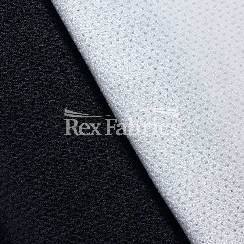 Active Mesh Polyester Spandex Fabric - Black Or White Solid Mesh, 58/60" Width (1 Yard)