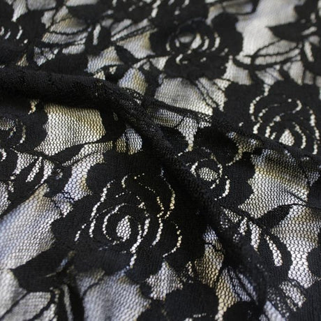 Ada Stretch Lace Nylon Spandex Fabric - Floral Pattern, 58/60" Cut Width, 56" Usable Width (1 Yard)
