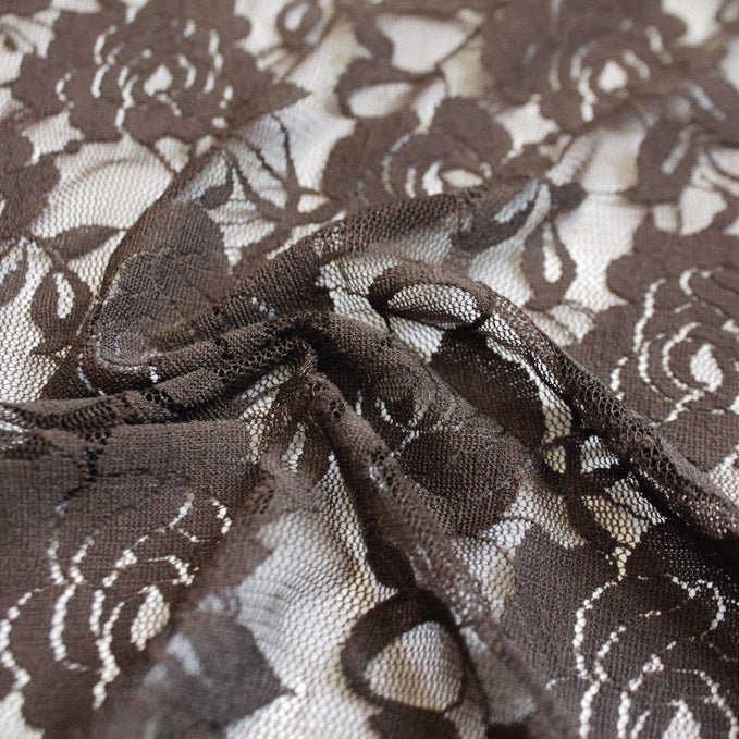 Ada Stretch Lace Nylon Spandex Fabric - Floral Pattern, 58/60" Cut Width, 56" Usable Width (1 Yard)