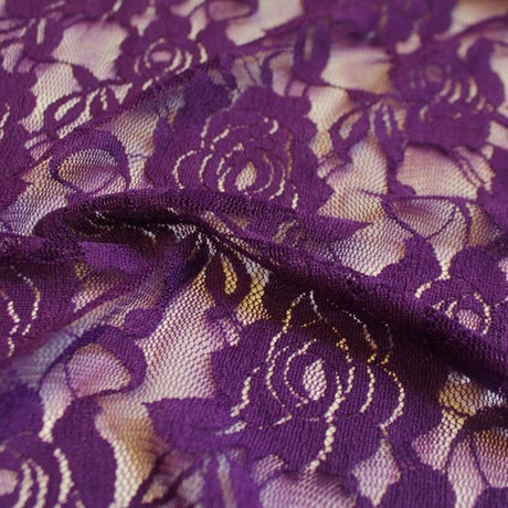 Ada Stretch Lace Nylon Spandex Fabric - Floral Pattern, 58/60" Cut Width, 56" Usable Width (1 Yard)