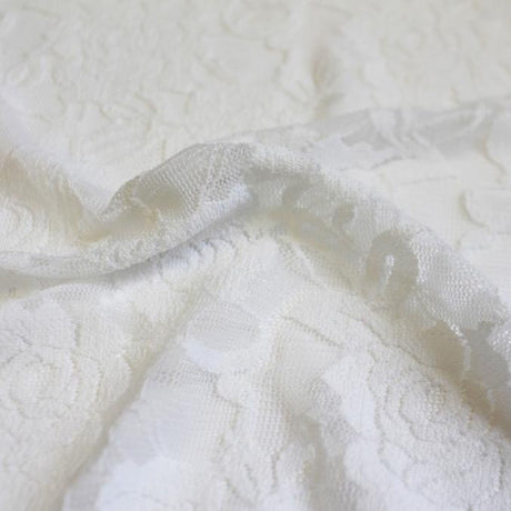 Ada Stretch Lace Nylon Spandex Fabric - Floral Pattern, 58/60" Cut Width, 56" Usable Width (1 Yard)