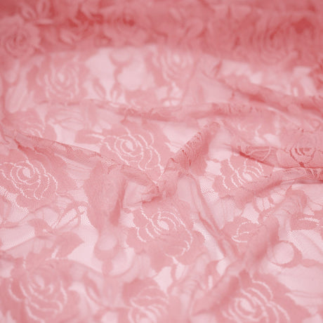 Ada Stretch Lace Nylon Spandex Fabric - Floral Pattern, 58/60" Cut Width, 56" Usable Width (1 Yard)