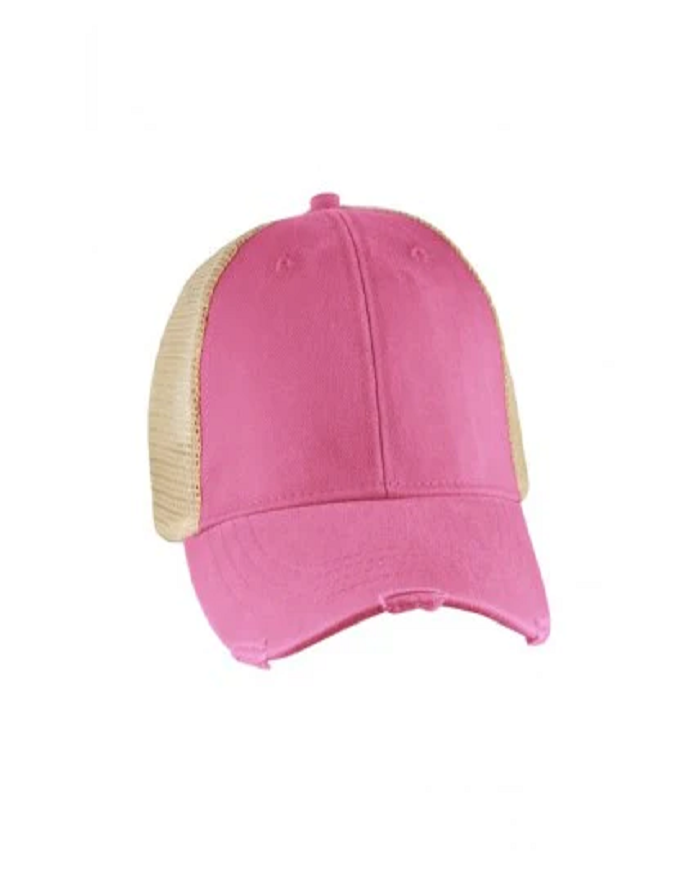 Adam'S Ad48 Cap - Neon Pink/Tan, Cotton Mesh Cap (1 Unit)