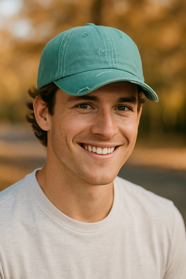 LP108 Distressed Cotton Twill Cap - Forest Green, Heavy Distressing, Curved Visor (1 Cap)