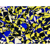 African Print Elastic Knit Fabric - Yellow, Shades Of Blue Chiasoka, 58" Width (1 Yard)