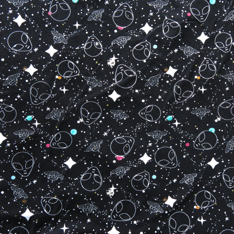 Cotton Lycra Alien Universe Print Knit Fabric