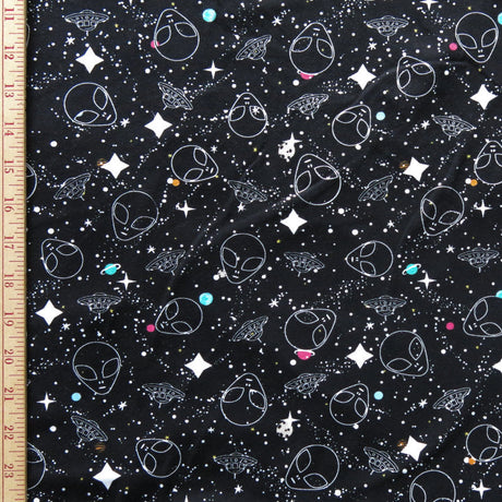 Cotton Lycra Alien Universe Print Knit Fabric