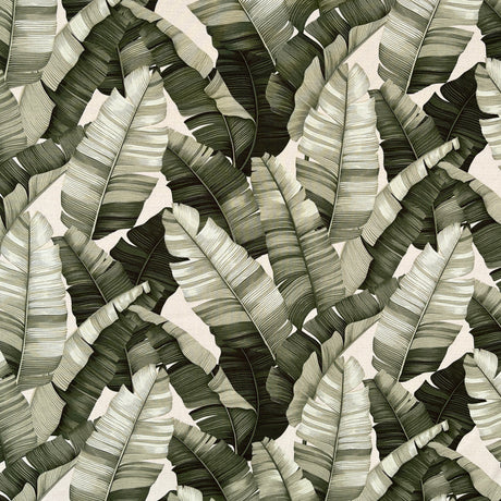 All Over Banana Leaf Cotton Heavy Barkcloth Fabric - Banana Leaf Print, 36" X 56" (1 Yard)