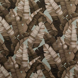 All Over Banana Leaf Cotton Heavy Barkcloth Fabric - Black, Mint Blue, Beige Banana Leaf Print, 36" X 56" (1 Yard)