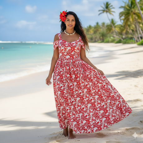 Rayon Poplin Fabric All Over Hibiscus Plumeria Tropical Leaves