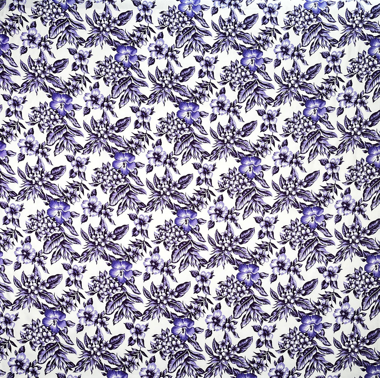 All Over Hibiscus Plumeria Tropical Leaves Rayon Poplin Fabric - Tropical Floral Print, 36" X 45" (1 Yard)