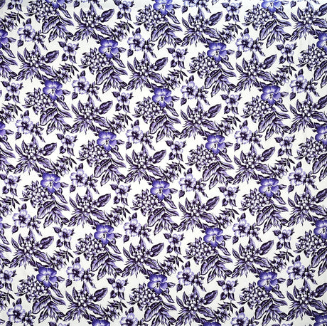 All Over Hibiscus Plumeria Tropical Leaves Rayon Poplin Fabric - Tropical Floral Print, 36" X 45" (1 Yard)
