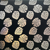 All Over Monstera Leaf Design Polyester Fabric - Monstera Leaf Foil Print, 36" X 60" (1 Yard)