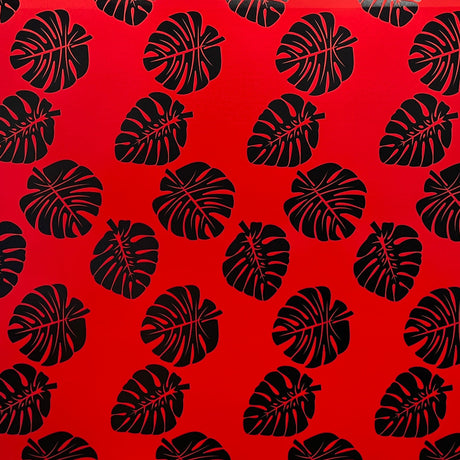 Polyester Foil Monstera Leaf Print Fabric