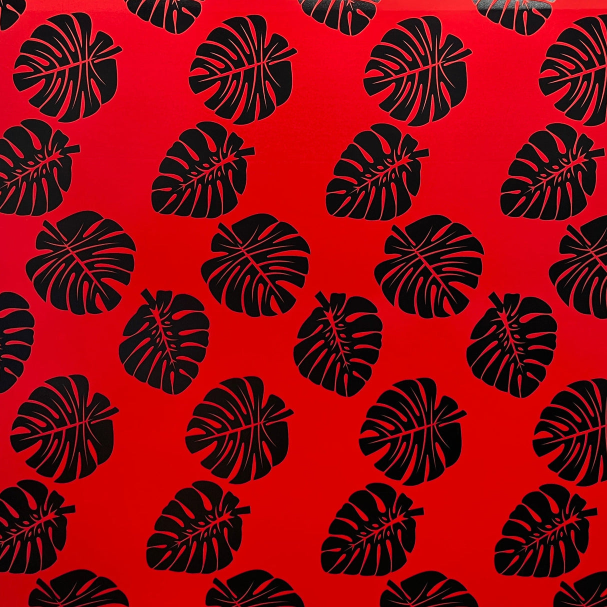 All Over Monstera Leaf Design Polyester Fabric - Monstera Leaf Foil Print, 36" X 60" (1 Yard)
