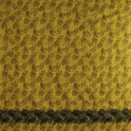 Poly-Cotton Monstera Leaves Fabric with Border